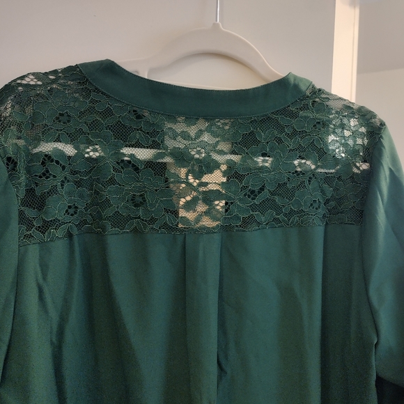Women's plus size shirt, emerald green with half zip, size 2XL - Picture 4 of 6